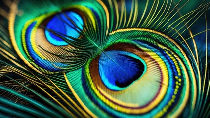Obraz premium Iridescent Peacock Feather Close-Up