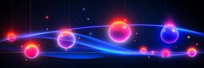 Obraz premium Vibrant glowing spheres a dazzling display of blue, purple, and orange against a black backdrop