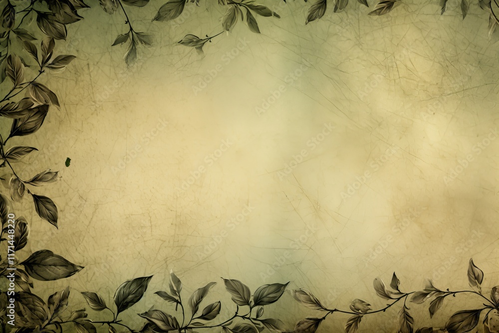 Poster minimalist botanical card featuring hand drawn leaf design with ample space for text below