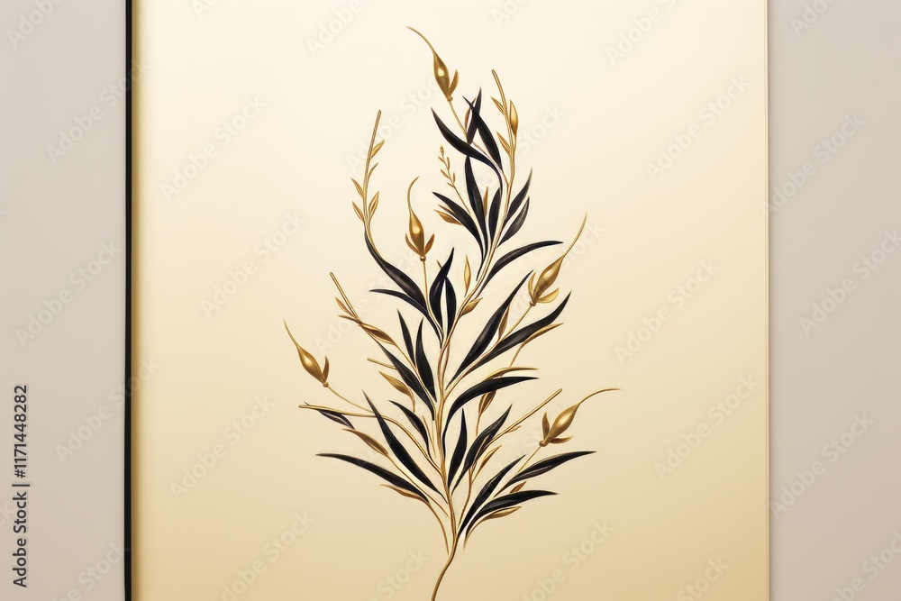 Aufkleber minimalist botanical design featuring hand drawn leaf with ample space for text below