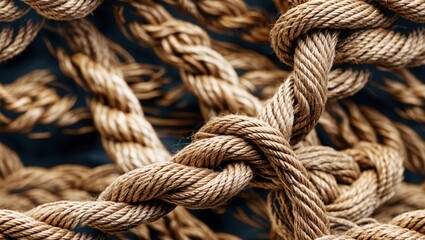 Obraz premium Intertwined Natural Jute Ropes Close-Up