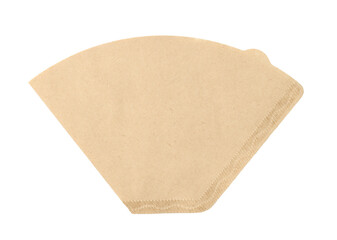 Paper coffee filter isolated on white, top view