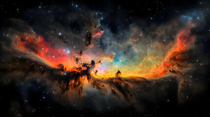 Fototapeta premium Cosmic nebula with vibrant colors and stars.