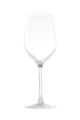 One empty wine glass isolated on white