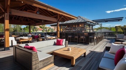Fototapeta premium Rooftop bars combine relaxation with breathtaking views.