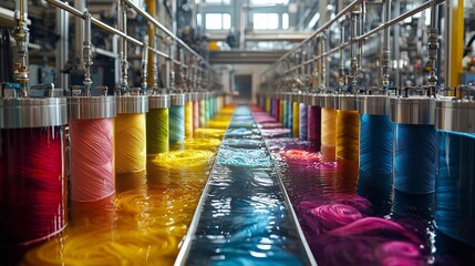Vibrant Dye Process in Textile Manufacturing Facility