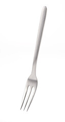 A stainless steel fork isolated on a white background, ideal for kitchenware, dining 