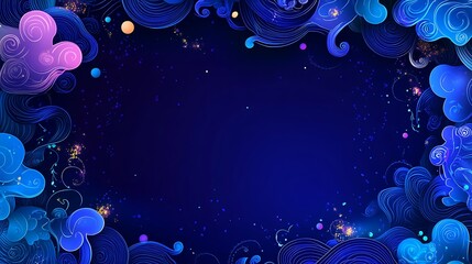 Abstract Blue Swirling Cloudscape Design With Glowing Particles