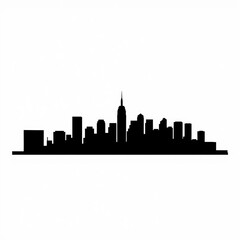 Naklejka premium Silhouetted cityscape against a vibrant golden sunset showcasing a modern skyline skyline silhouette 