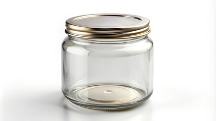 Empty Glass Jar with Gold Lid Minimalist Product Shot