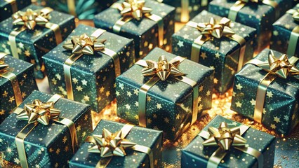 Emerald and Gold Festive Gifts A Starry Christmas Composition