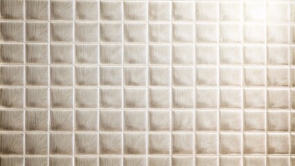 Cream Grid Textured Glass Block Wall Pattern