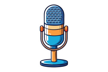 Cartoon styled studio microphone graphic with intricate details and modern design, perfect for music and podcast related projects