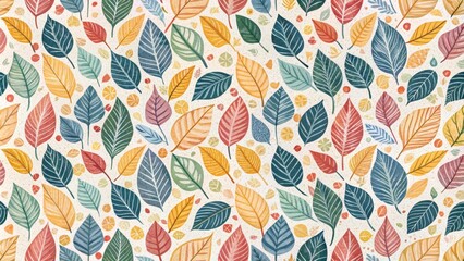 Autumnal Leaf Watercolor Pattern Warm Hues and Organic Shapes