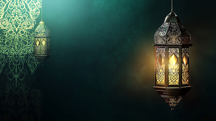 Ramadan black background with an Arabic lantern, Holy Ramadan Kareem , Eid Mubarak concept, high resolution realistic image