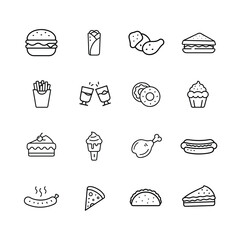 Food and drink icons set vector illustration