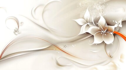 Elegant Floral Design with Swirling Cream Hues