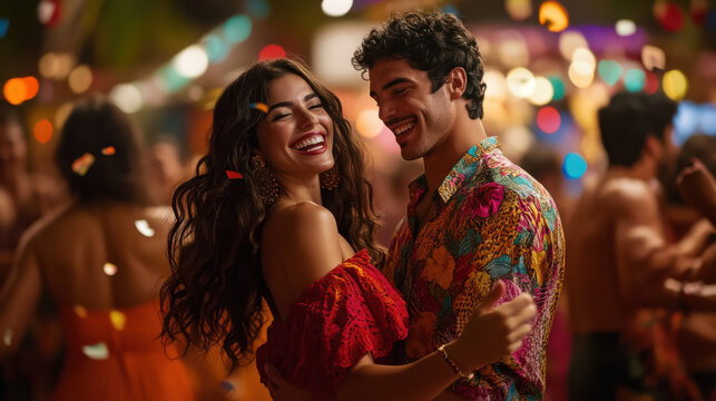 Dancing Couple at a Lively Carnival Party