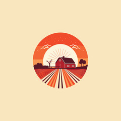 Elegant Logo Concept of a Farm Vector Illustration