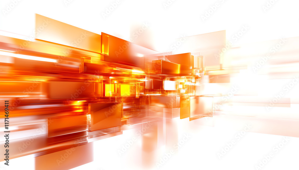 Poster abstract dynamic orange shapes with soft lighting on a white background, perfect for modern design p