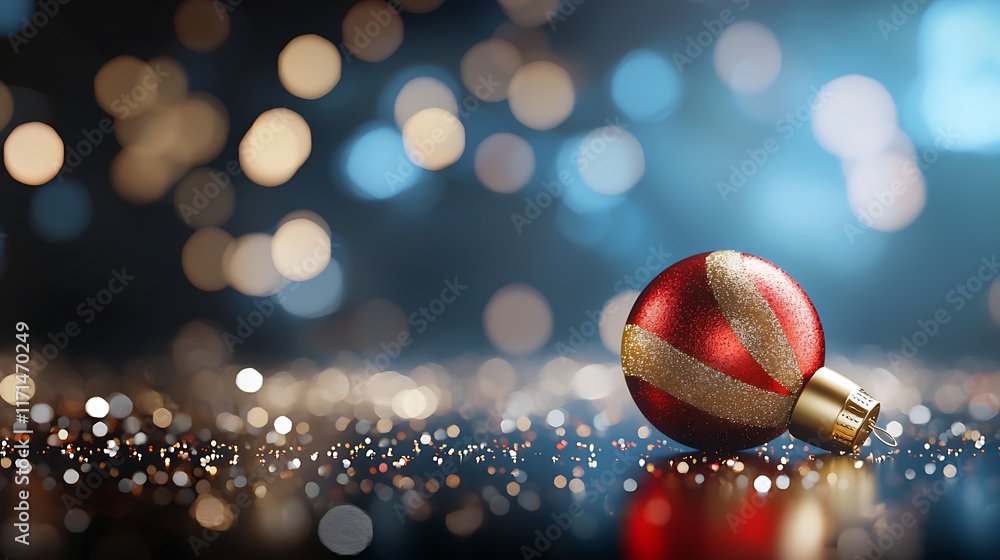 Aufkleber luxurious golden ornaments with vibrant red accents set against a blurred background of shimmering s