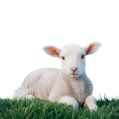 Obraz premium little lamb on green grass