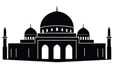 Mosque Al Aksa Shilouette black Vector illustration