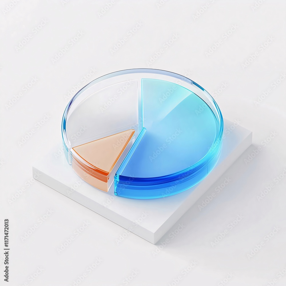 Poster glass pie chart showing data segments.