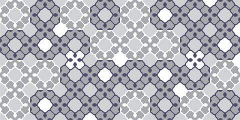 monochrome geometrical patterns. White, gray grille texture in Arabic, Oriental style. A seamless vector background.
