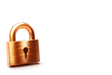 Naklejka premium A shiny golden padlock on a white isolated background, symbolizing security and protection.