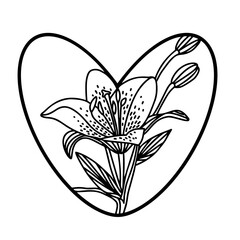 Black silhouette of a heart with delicate floral details, an artistic vector for personalized decor and designs