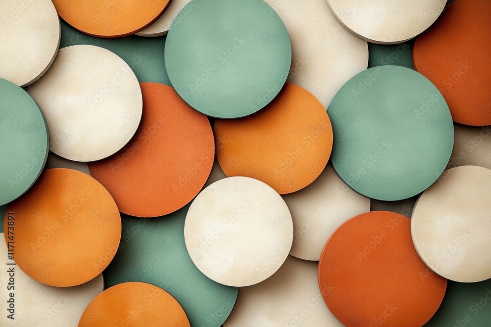 Poster colorful circular patterns create a modern wall design in a contemporary interior space. generative 