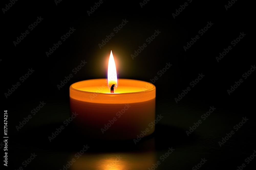 Poster candle flame illuminates a dark space creating a serene and calming atmosphere. generative ai