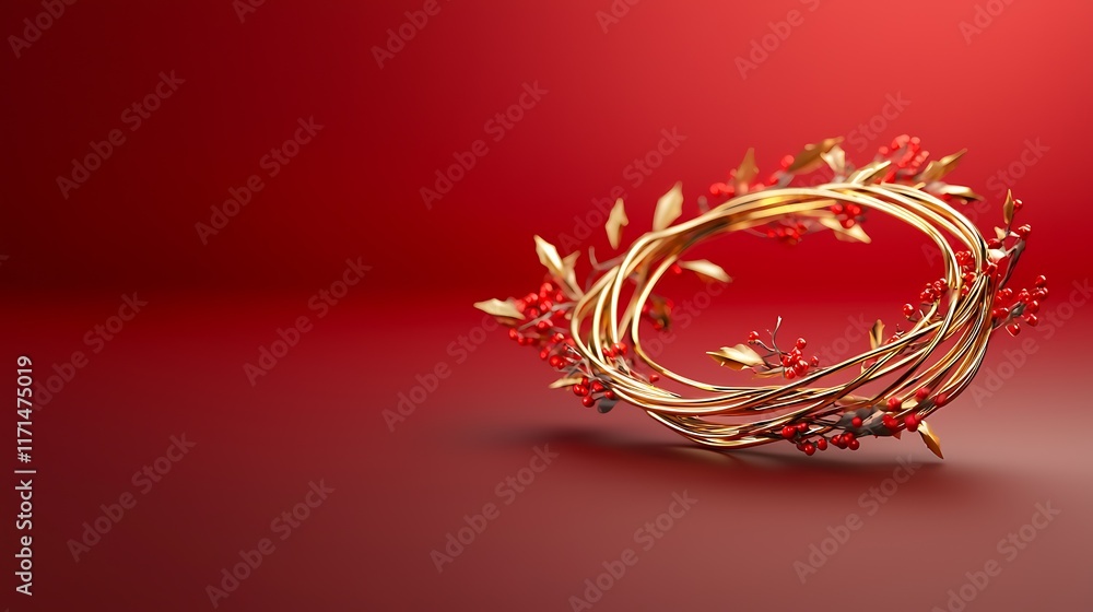 Poster mesmerizing and radiant gold and red festive garlands with an intricate swirling pattern create a wa