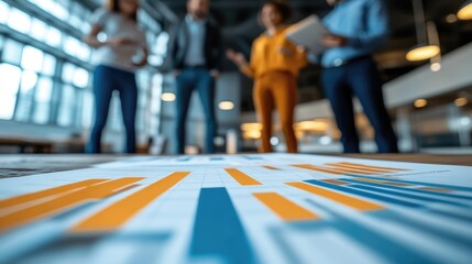 Obraz premium Business Team Analyzing Financial Graphs in Modern Office Meeting