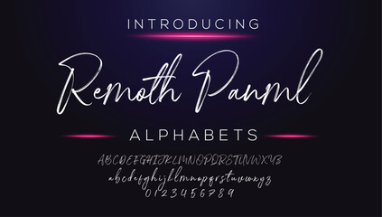 Classic typography serif font. Uppercase, lowercase, ligatures, ampersand, alternate, and number. Vector illustration word. Lettering Minimal Fashion Designs Romance Elegant.