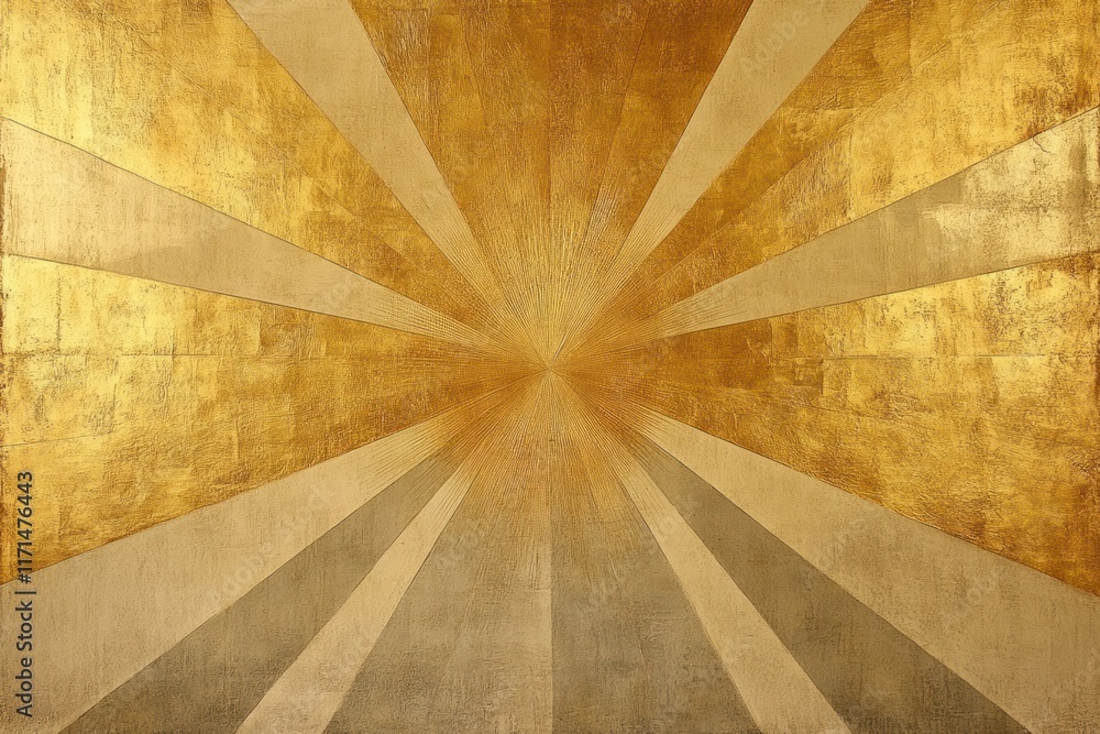 Poster golden rays emanate from a central point in an abstract artwork with a textured surface. generative 