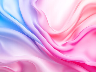 Fototapeta premium Beautiful flowing silk fabric with shades of pink and blue creating an elegant and soft texture.