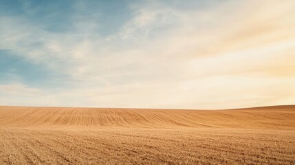 Fototapeta premium Agricultural Cinematic Beauty: Tractor Plowing Wide Field under Vast Skyline - Ultra-Detailed Image
