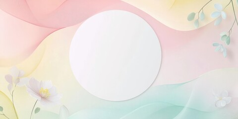 Delicate floral arrangement on pastel colors with a blank circle for text or design