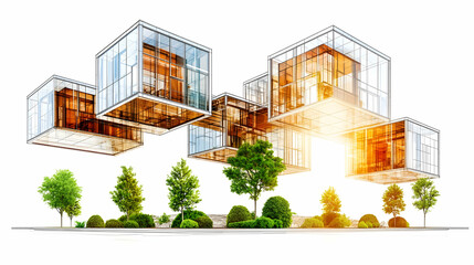 Futuristic modular house design concept.