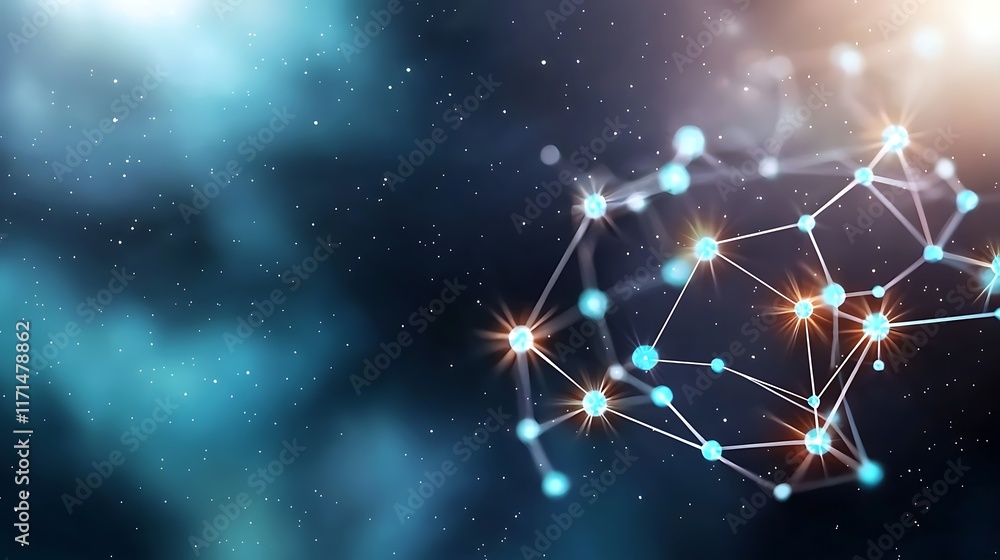 Poster glowing zodiac constellation holographic 3d representation in futuristic cosmic space abstract digit