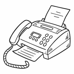 fax machine. in hand drawn doodle style. Sketch. Isolated on a white background. Vector illustration