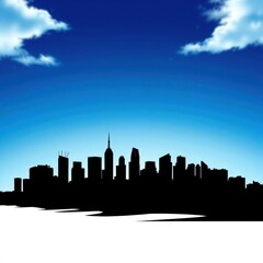 Obraz premium Minimalist chicago skyline in grunge style with reflection skyline silhouette 
