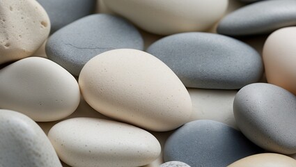 Smooth Gray and White Pebbles for Relaxation Themes