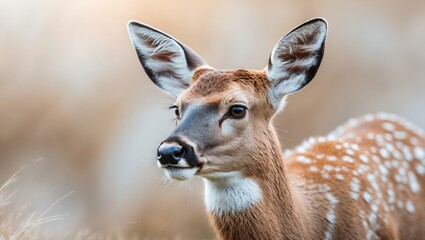 Close-up of a young deer in nature.