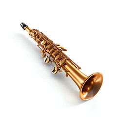 Obraz premium A beautifully crafted saxophone with a gleaming golden finish on a white isolated background.