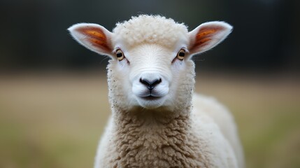 Obraz premium a close up of a sheep with a blurry background