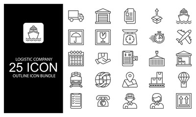Logistic Company Outline Icon Bundle