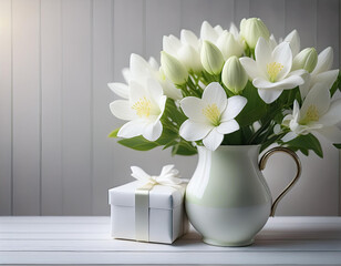 Happy Mother's Day, birthday, International women's day Bouquet of flowers with text i lov